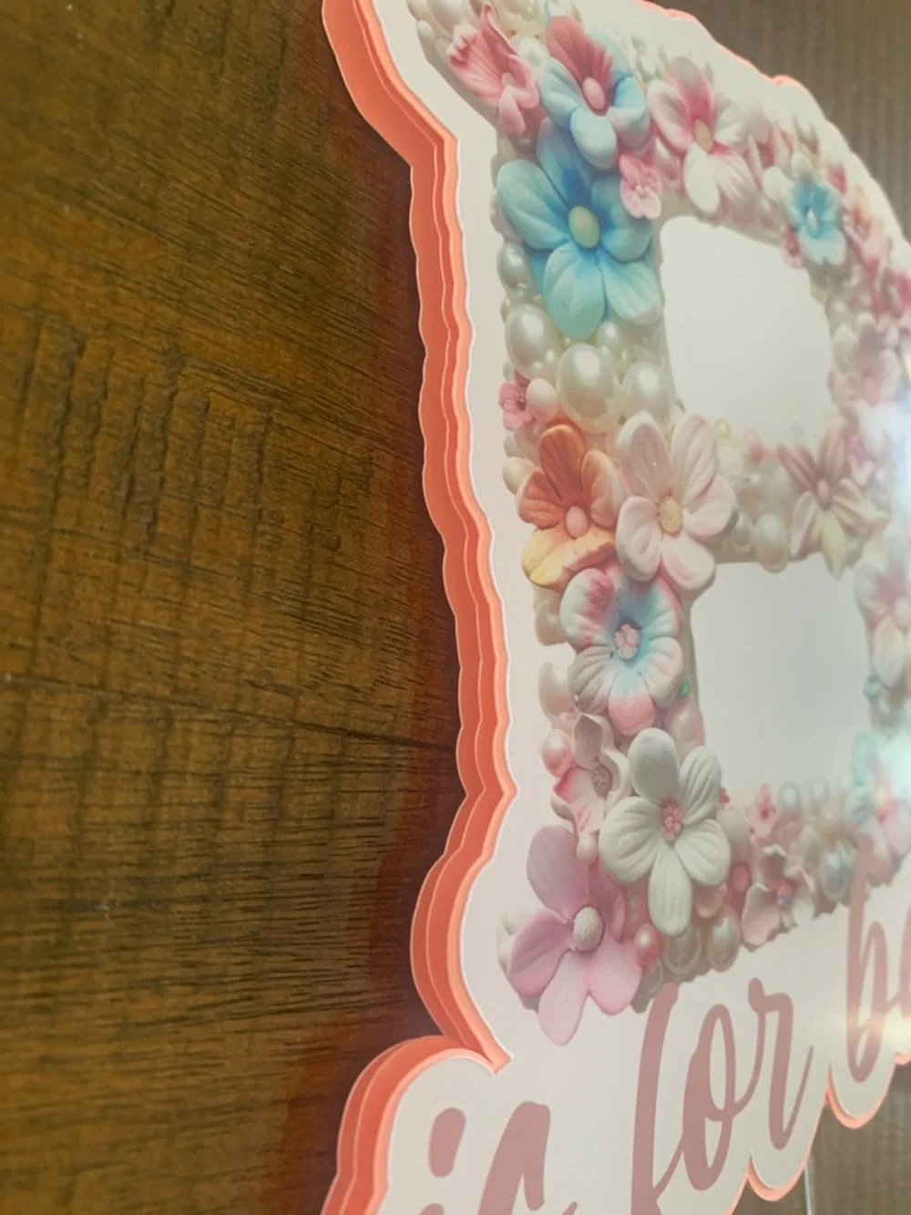 Floral B is for Baby Cake Topper - Pastel Pink & Blue handmade